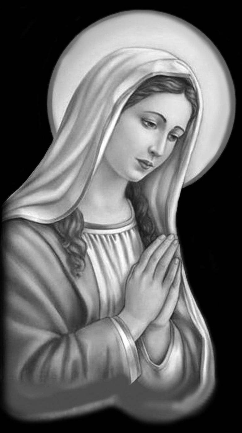 Gravur einer betenden Madonna in Stein